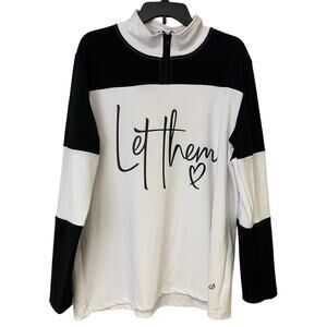 Upcycled Hand Printed Womens 3X Let Them Quarter Zip Long Sleeve Sweatshirt